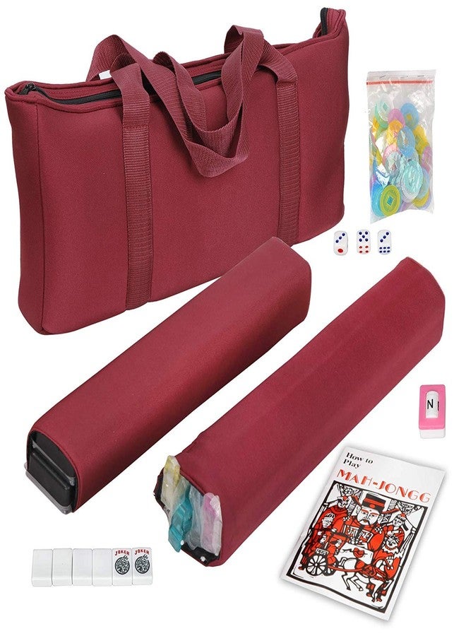 HNDTEK American Mahjong Set 166 Tiles, 4 Colors All-in-One Rack/Pushers, Red Soft Bag and Accessories -Classic Full Size Complete Mahjong Set. - Image 1